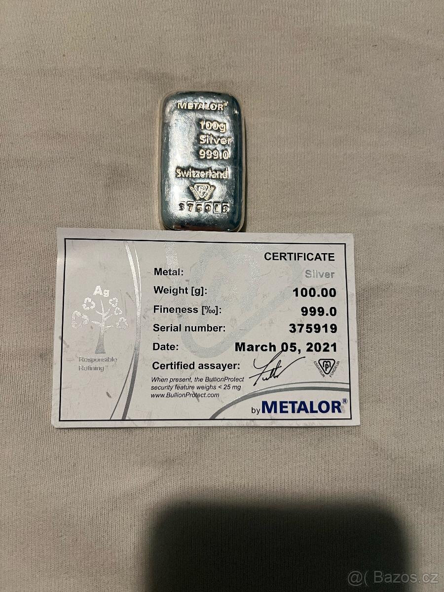 Stříbrný slitek 100 g - 3