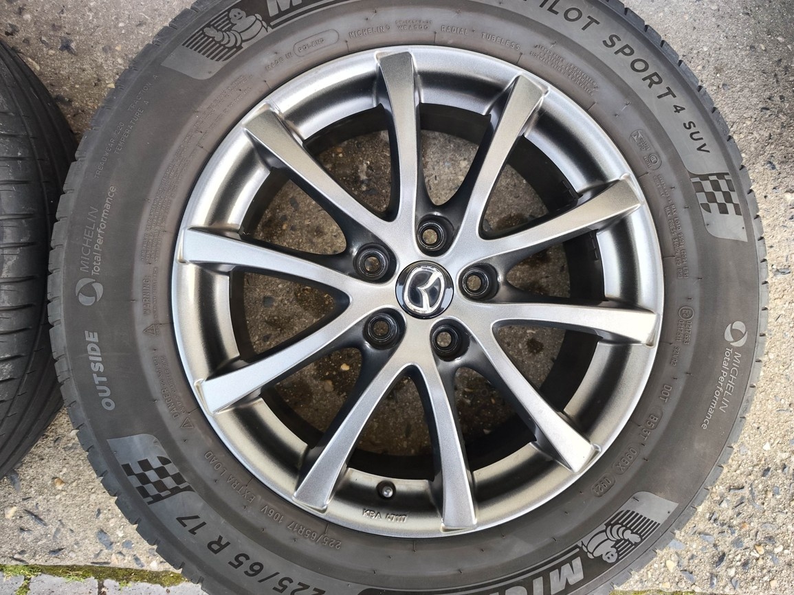 17"letní antracit alu sada 5x114 origo Mazda CX5 CX7 225/65 - 3