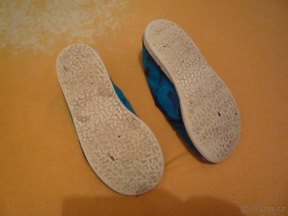 Dětské modré manšestrové bačkůrky, 16,5 cm - 3