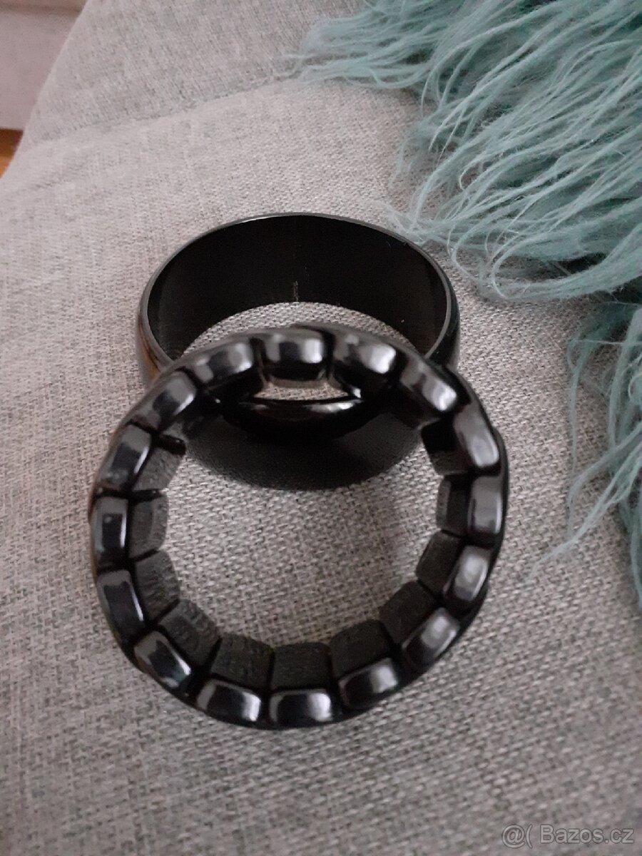 Černý náramek Time Out 2ks - 3