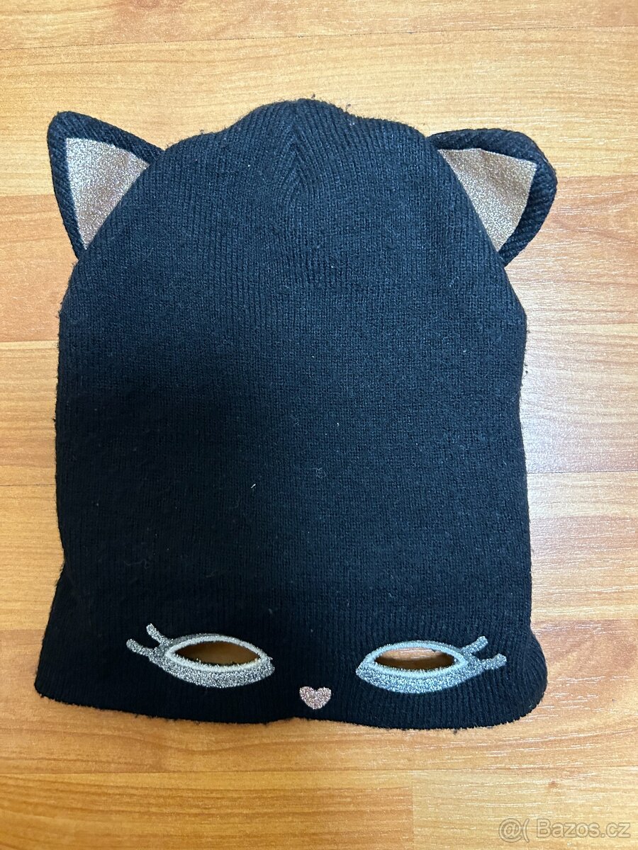 Kočičková černá čepice s ušima, vel. 92/104 - 3