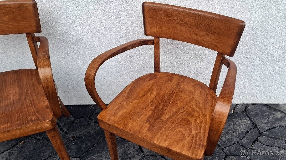 Ohýbaná Celodřevěná křesla THONET po renovaci 2ks - 3