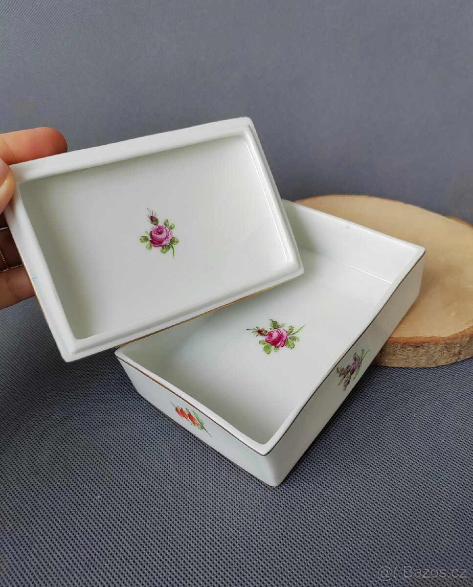 Unikátní ručně malovaná porcelánová dóza Dresden (1902-1916) - 3