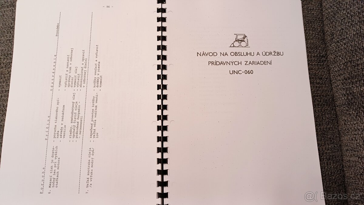 Příručka pro opravy a údržbu UNC O60 + přídavné zařízení - 3