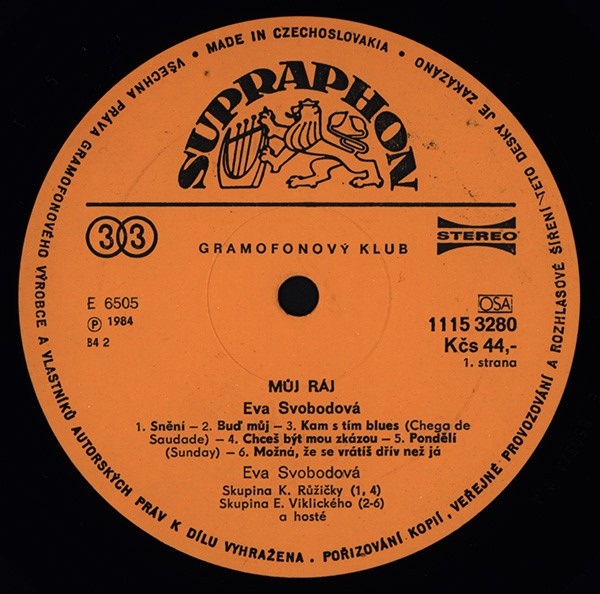 Eva Svobodová – Můj Ráj ( LP ) - 3