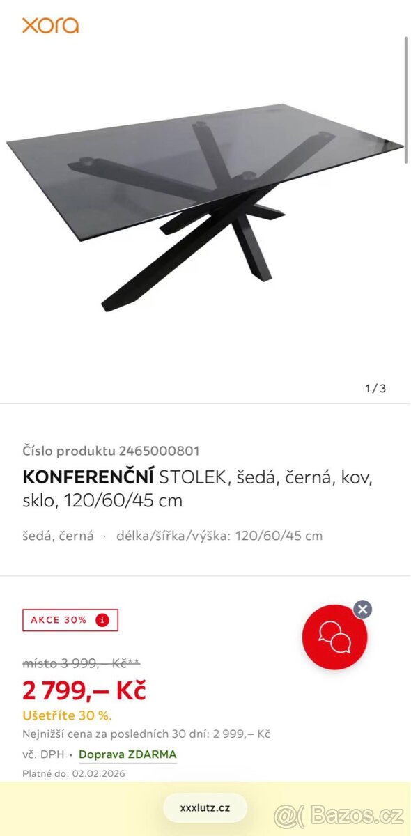 Konferenční skleněný stolek XORA - 3