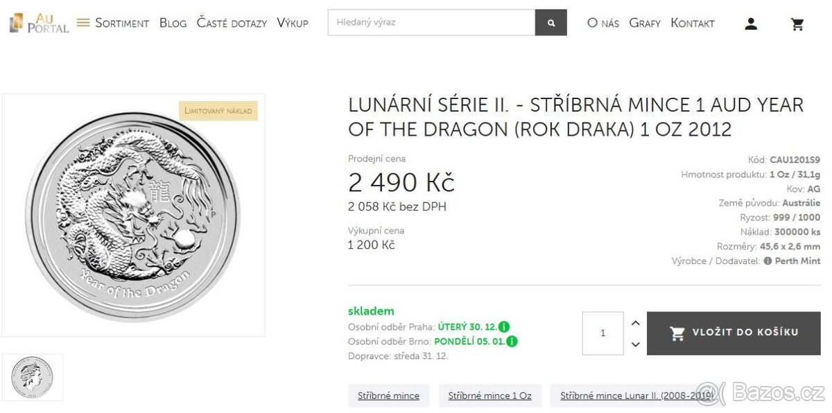 Stříbrná investiční mince - 3