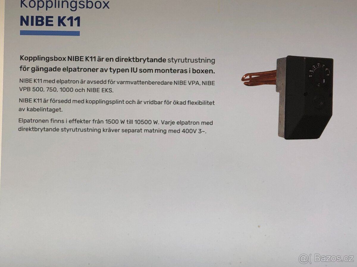 Elektr. patrona s termost. pro zásobník NIBE k TČ - 3