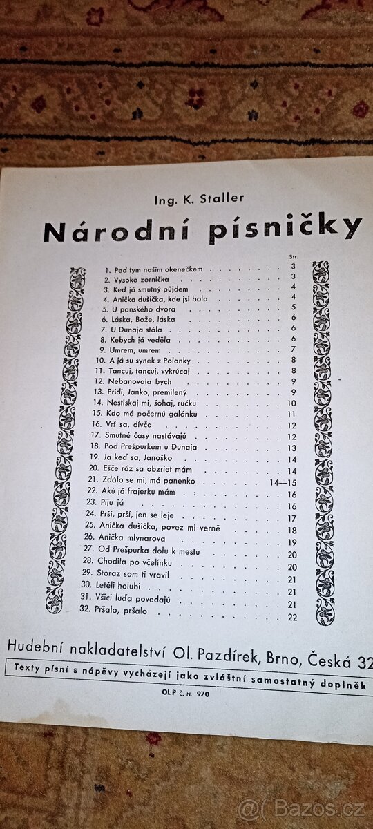 Staré noty pro klavír - Národní písně - 3