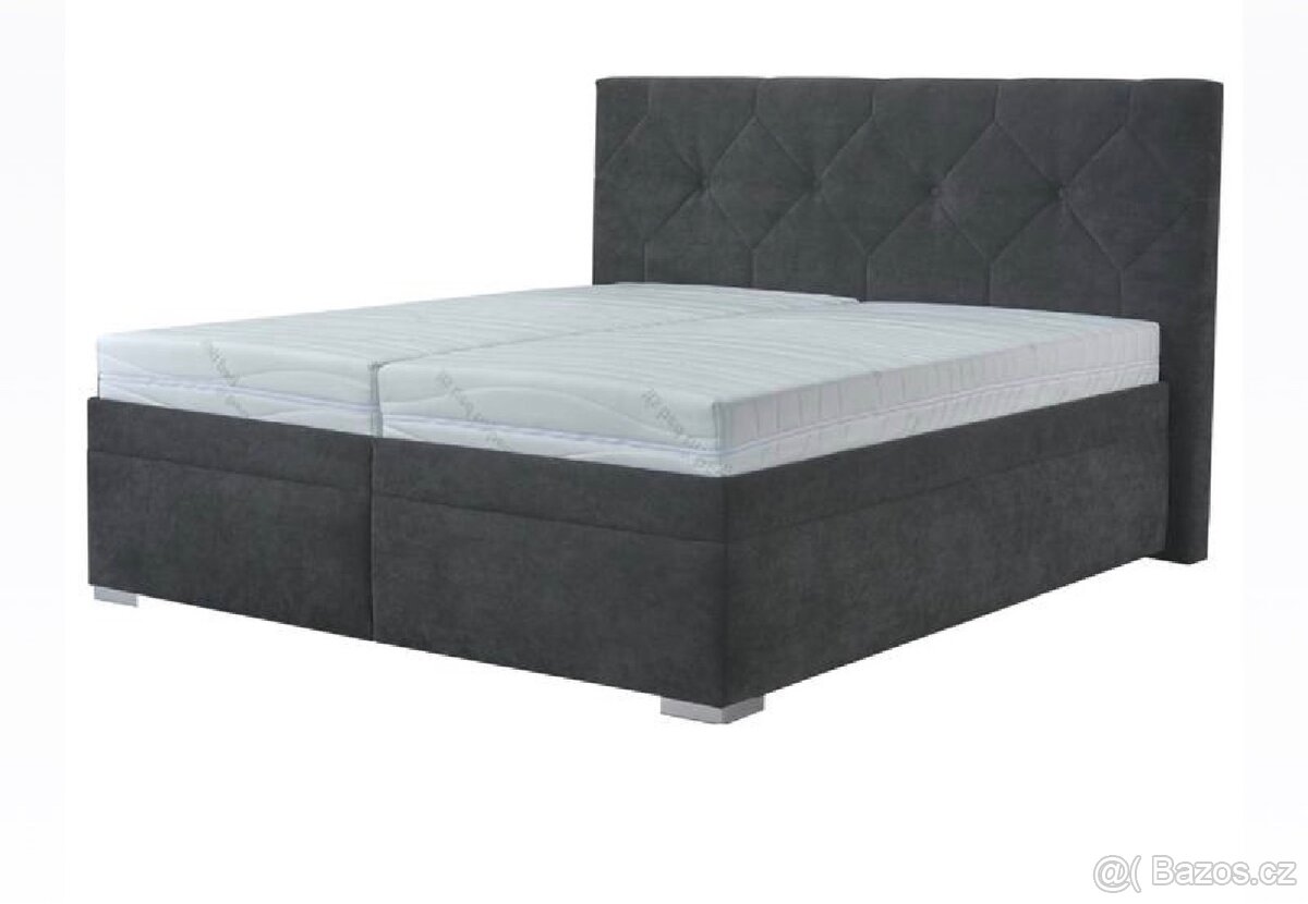 Postel s polohovacím roštem GELA - antracitová, 180x200 cm - 3