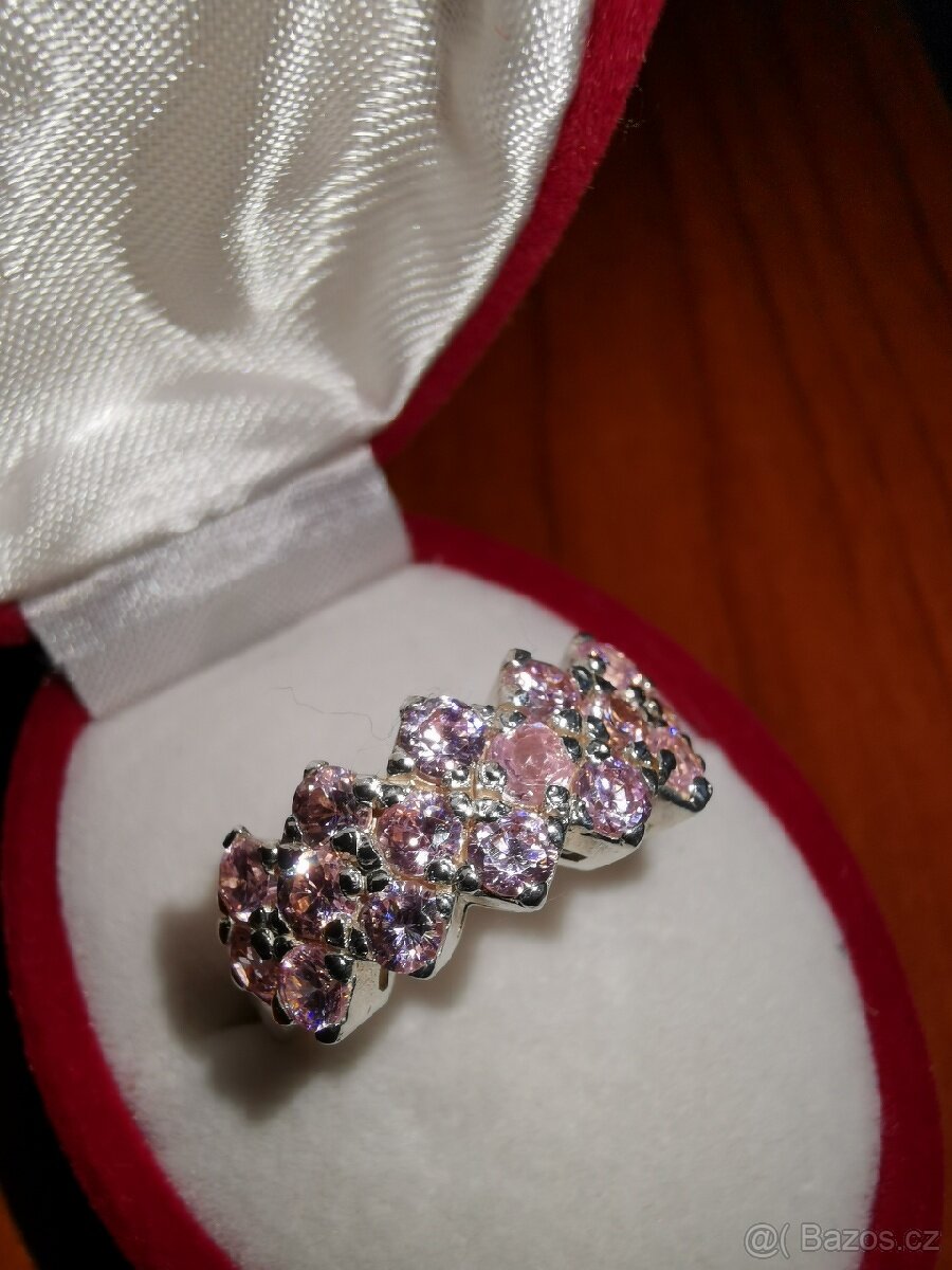 Dámský prsten s růžovými zirkony - 3