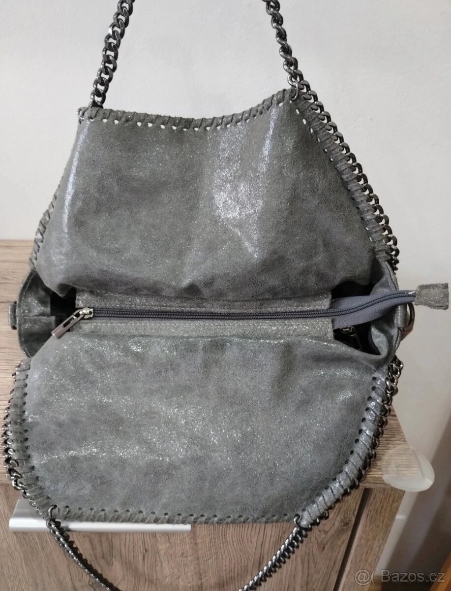 Kožená italská kabelka s řetězem - 3