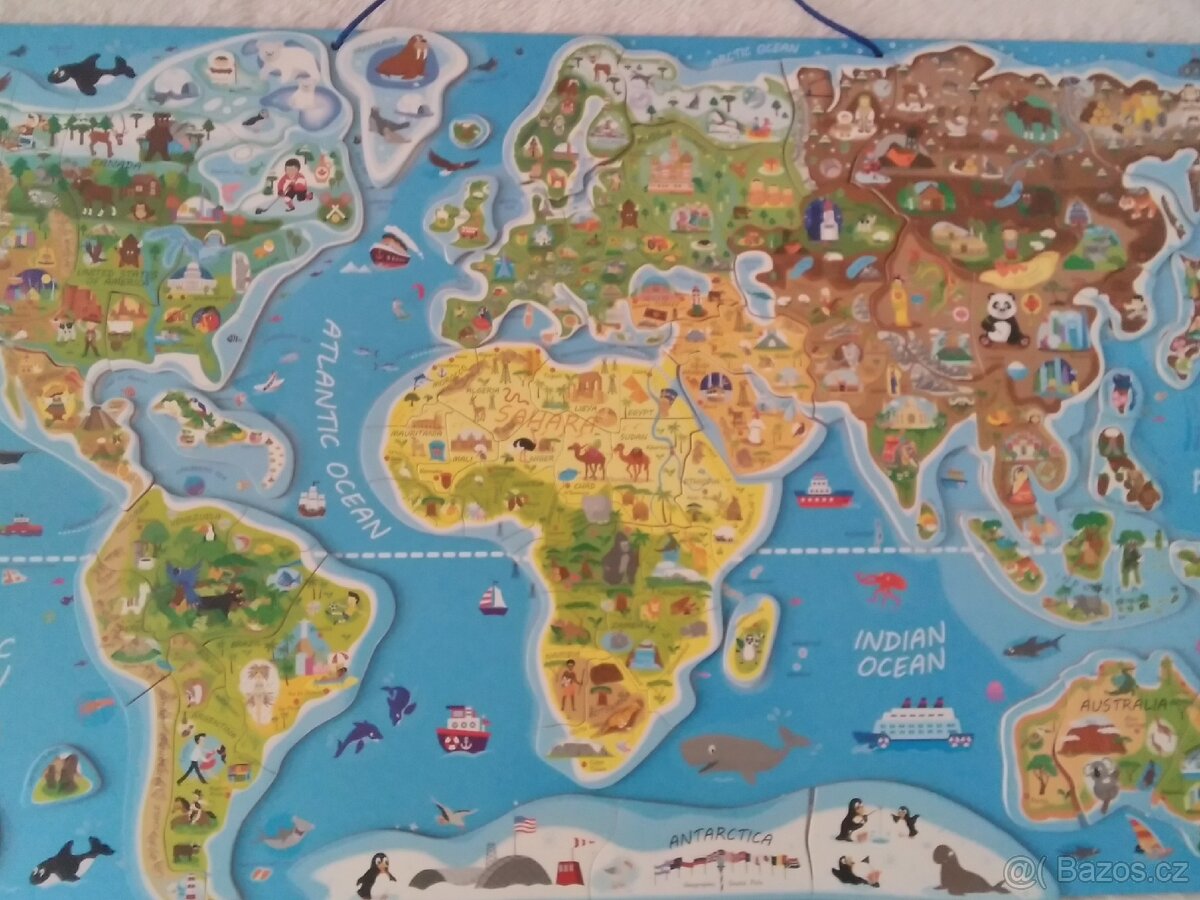 WOODY Magnetické puzzle Mapa Svět v obrázcích 2v1 - 3