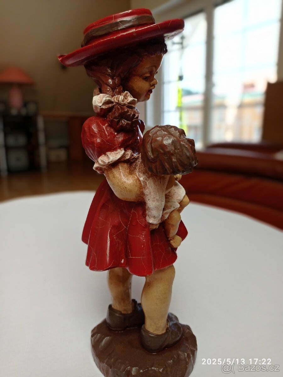 Starožitná ručně malovaná soška. - 3