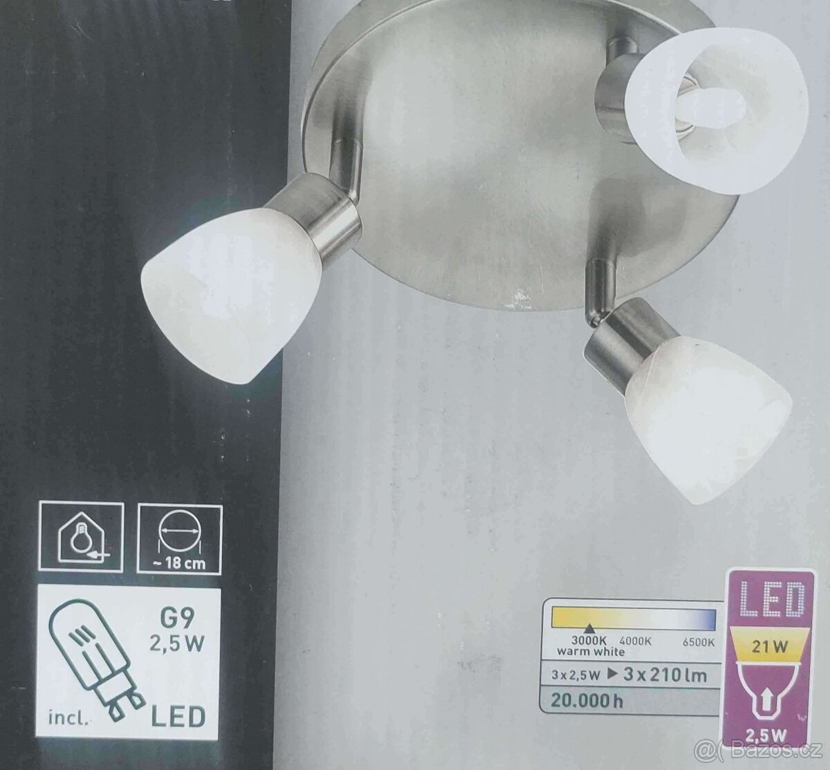 Stropní 3-bodové svítidlo včetně LED žárovek - 3
