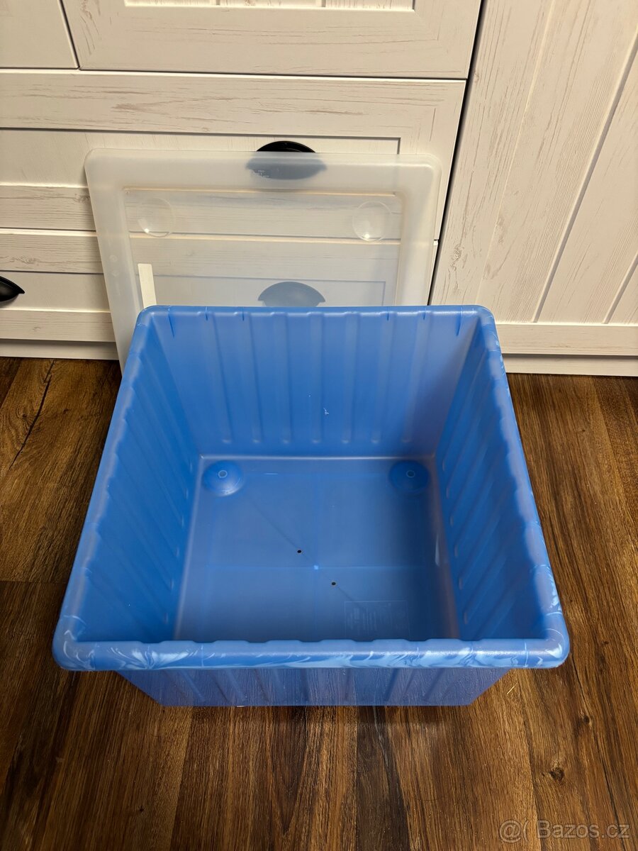IKEA VESSLA krabice s kolečky a víkem, modrá - 3