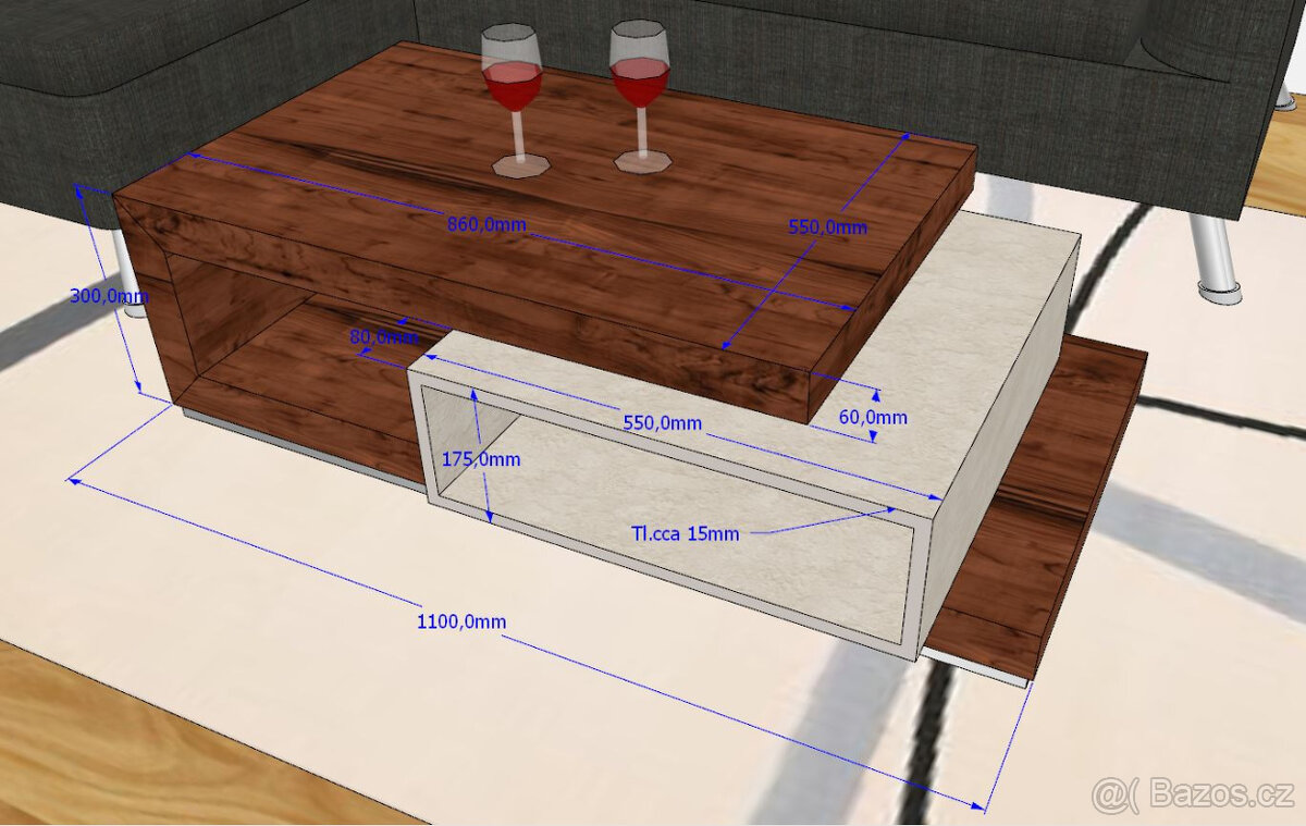 Designový konferenční stolek - nový - 3