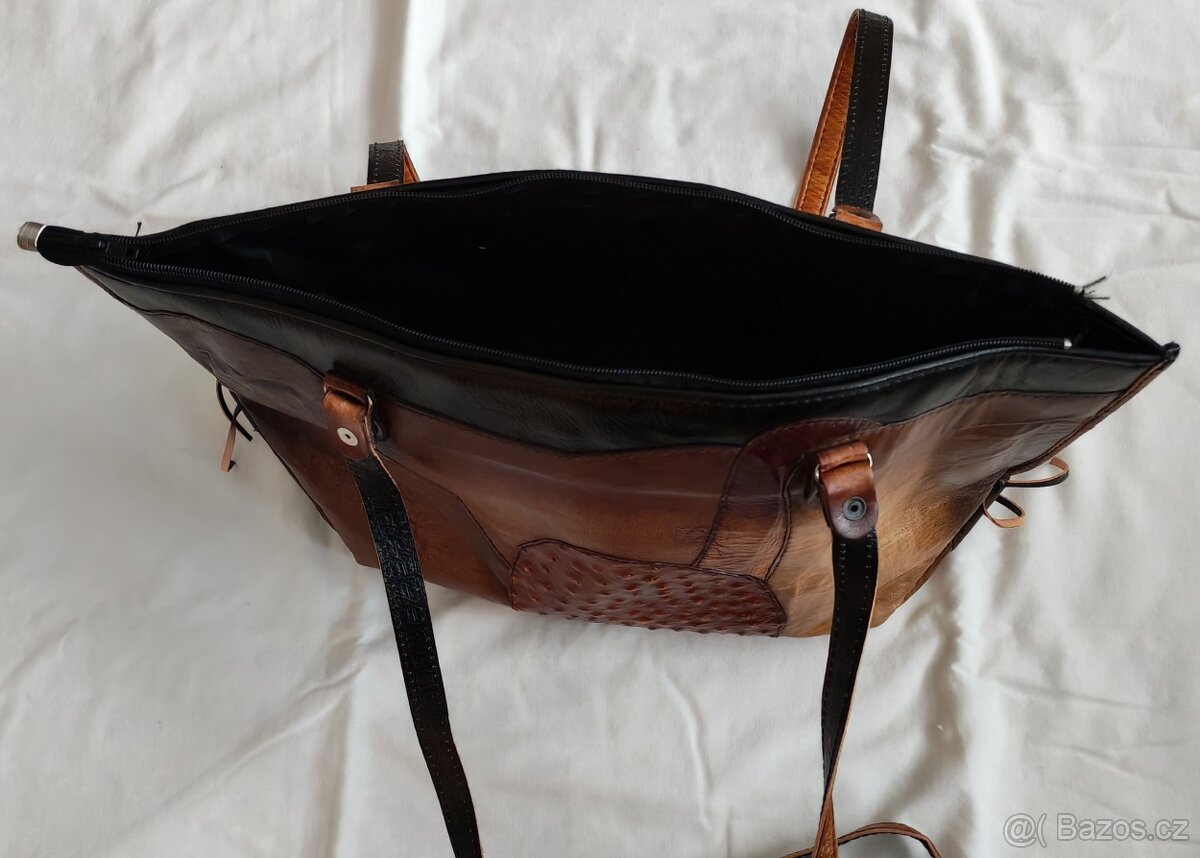 Kožená kabelka, ruční výroba - 3