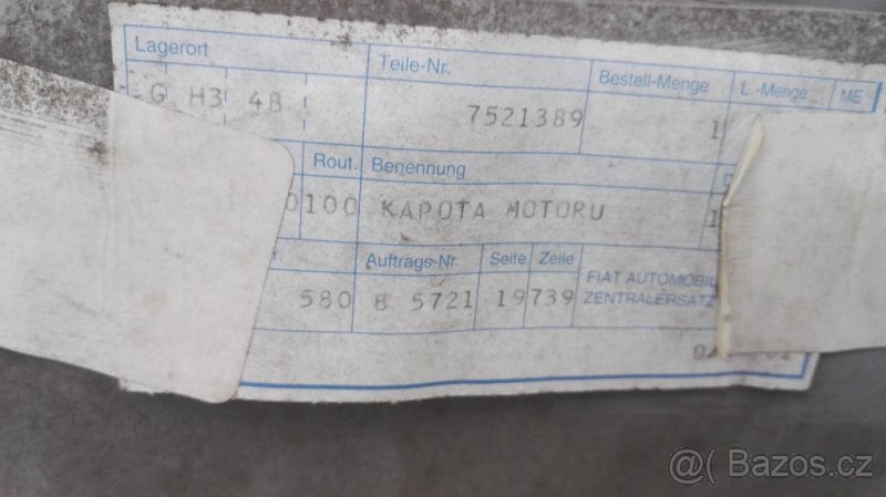 Fiat Fiorino, Duna - přední kapota 7521389 - 3