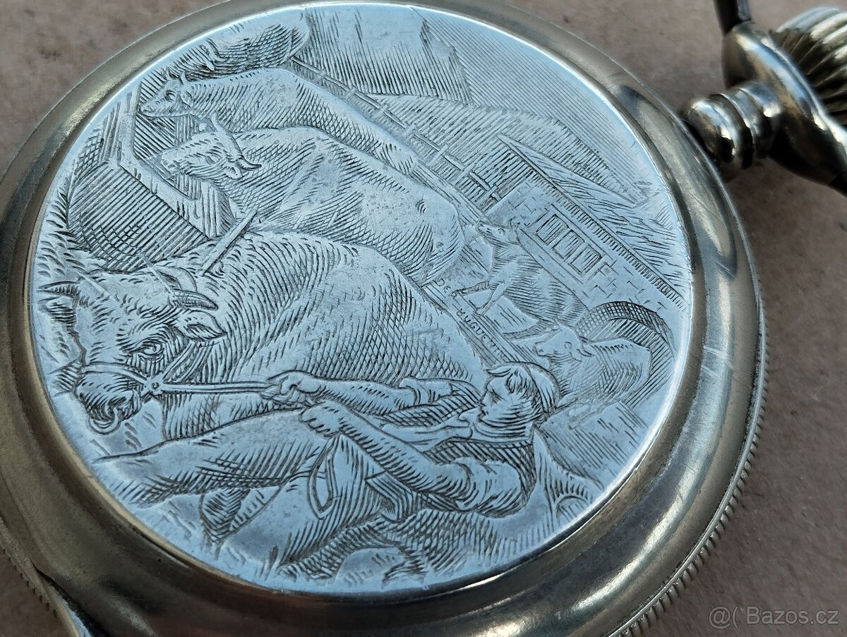 Masivní, velké starožitné dvouplaštové hodinky, 101g - 3