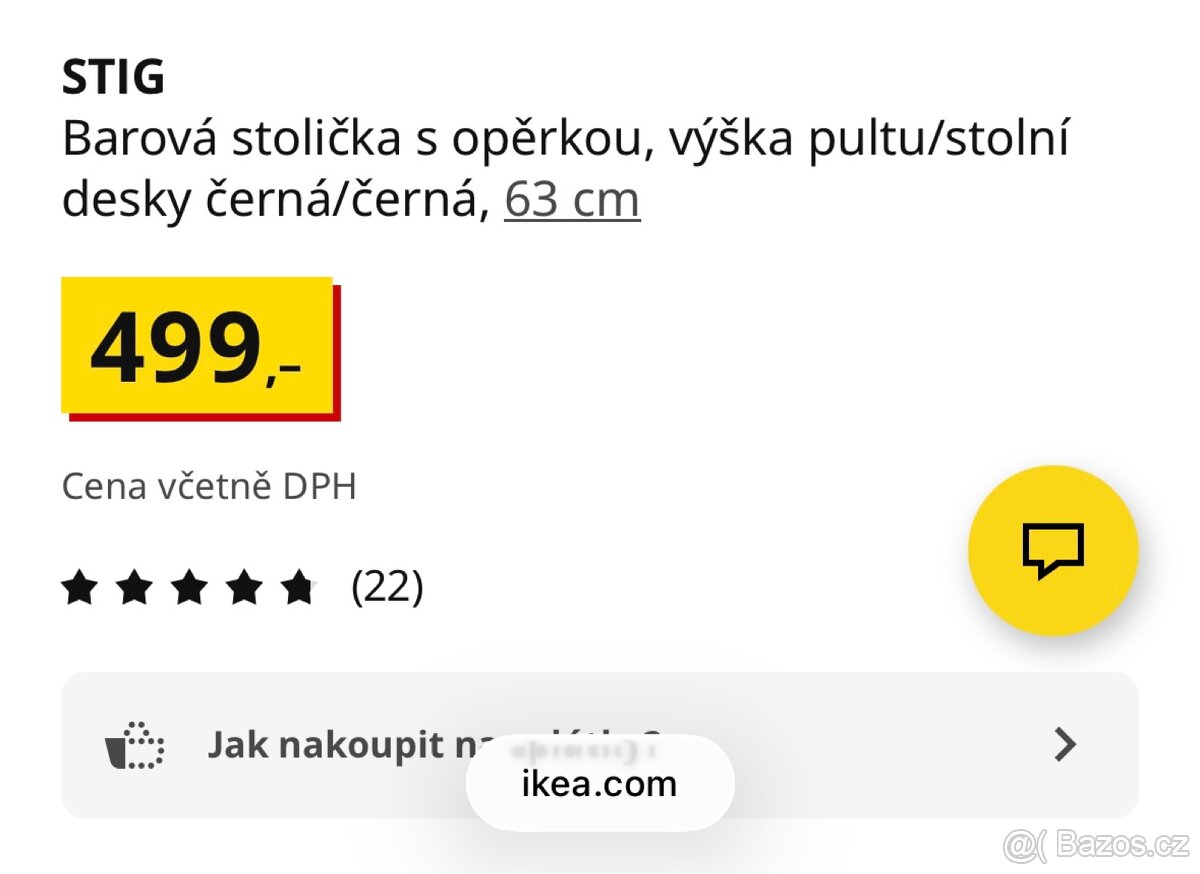 Černé barové židličky Ikea STIG - 3