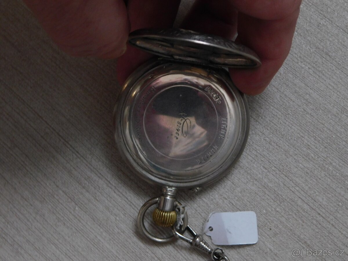 Tříplášťové gravírované celostříbrné masivní hodinky se šatl - 3