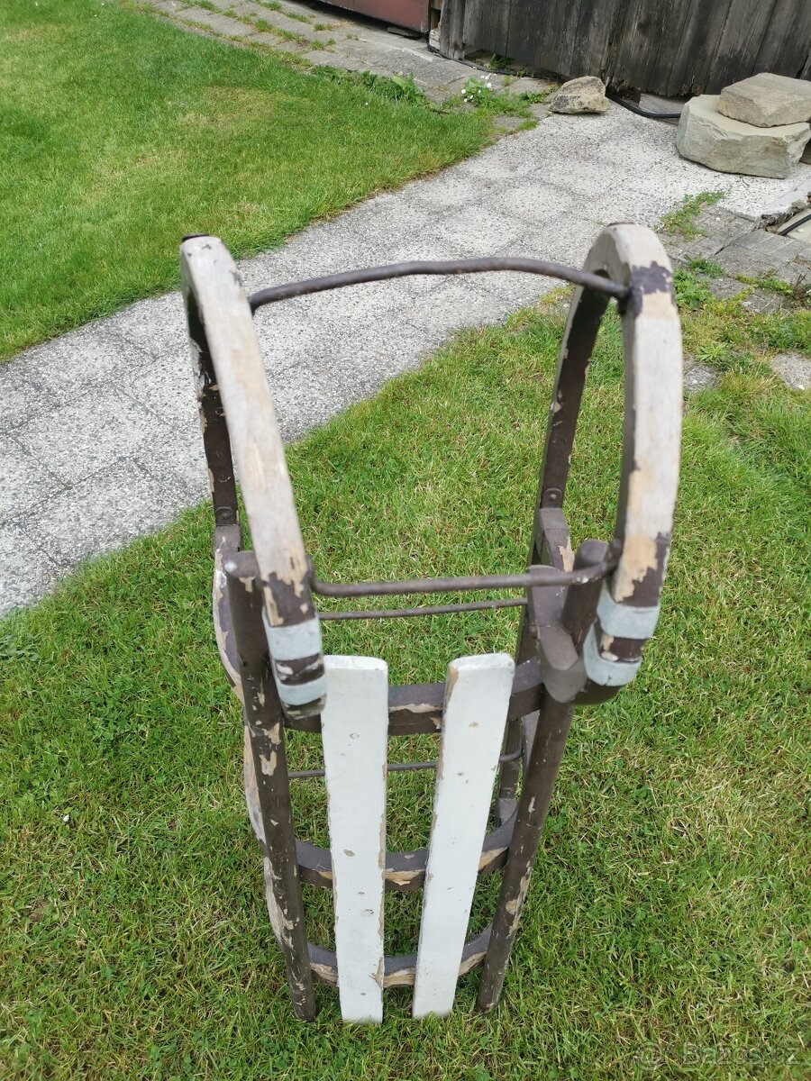 Sáně rohačky, starožitné, na upcyklaci - 3