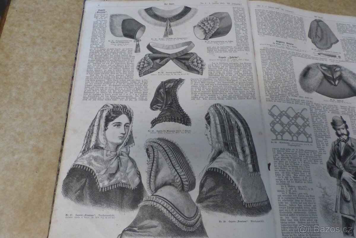 Bazar, módní časopis, svázaný ročník 1865, stará móda - 3