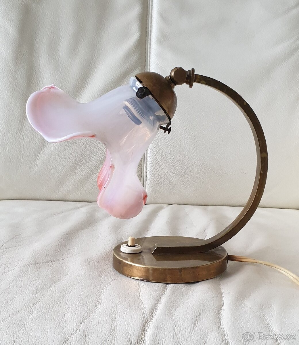 Retro stolní / nástěnná lampička - mosaz / zvonek - 3