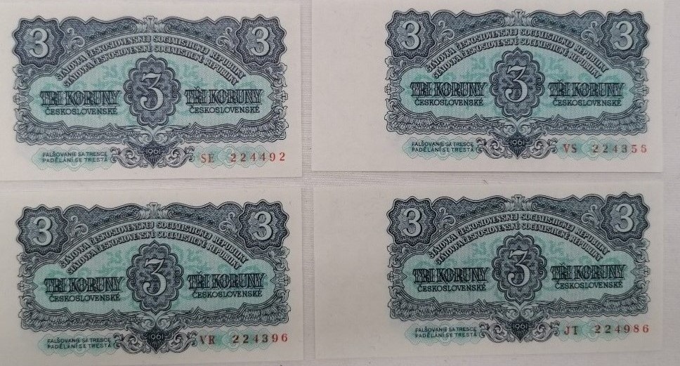 3koruny Československé 1953, 1961 UNC - 3