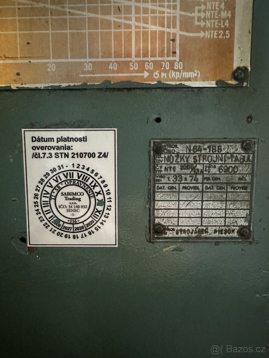 Tabuľové nožnice NTE 2000/6,3 - 3