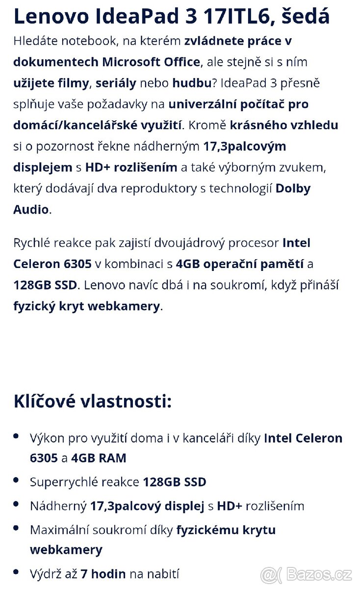 Win 11 Notebook Lenovo IdeaPad 3 17ITL6 Nový - 3