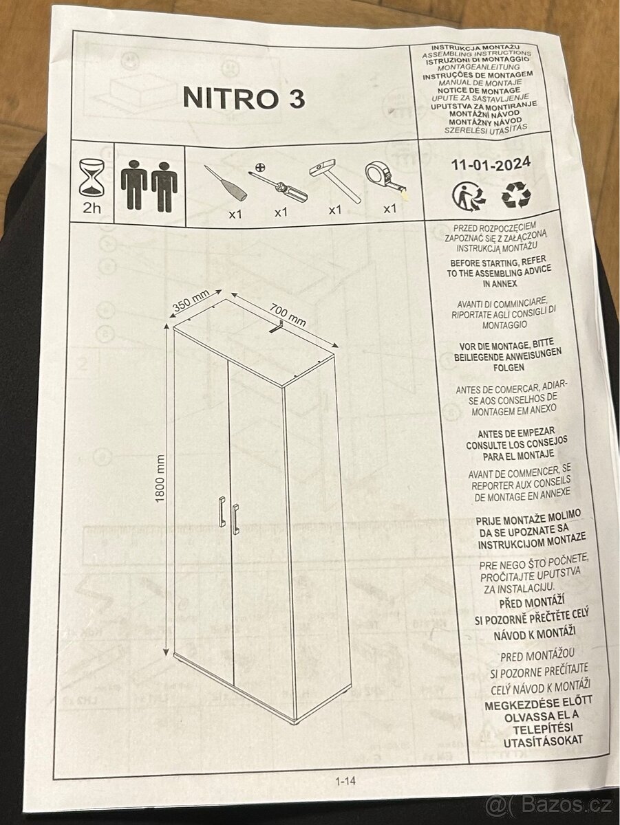 Šatní skříň policová bílá - 3