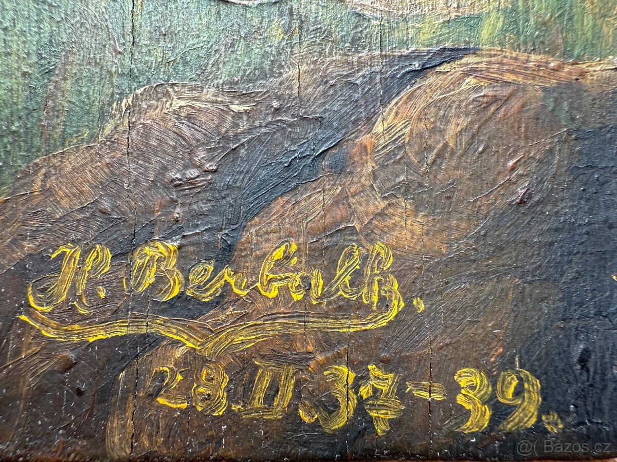 Obraz H. Berbalk 1939, pravěký lovecký výjev - 3