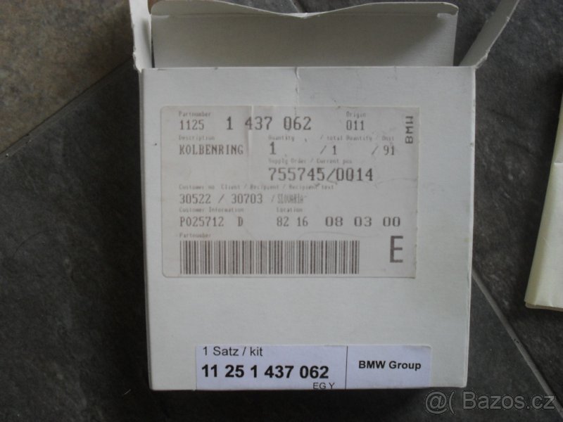 Prodám sadu pístnich kroužkůna bmw e36 pro motor M43 - 3