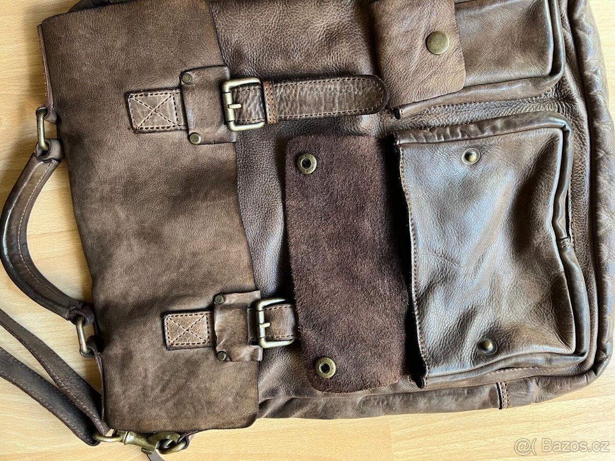 Taška přes rameno z pravé kůže 40x30x5 cm - 3