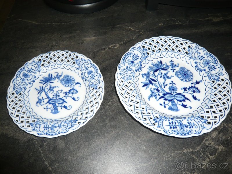 talíř prolamovaný cibulový porcelán - 3