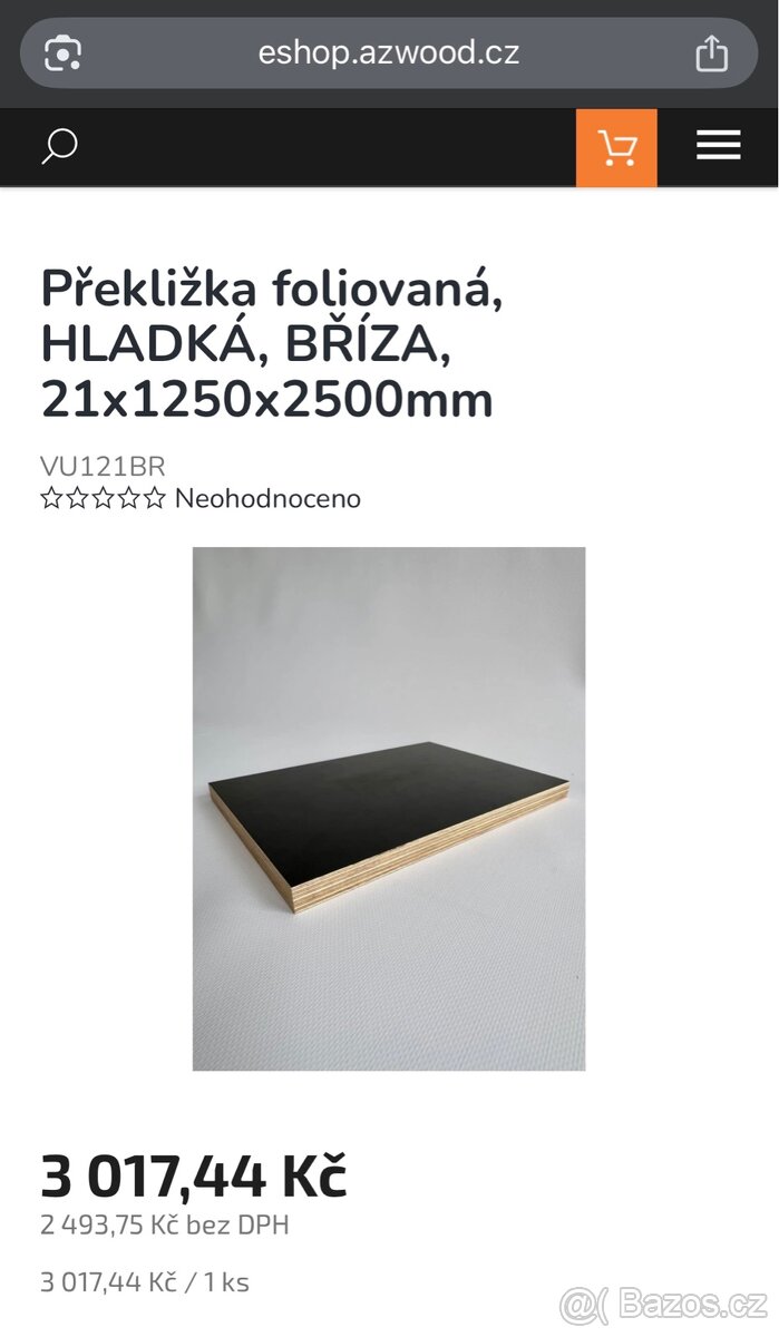 Překližka voděvzdorná BŘÍZA, 21x1250x2500 - 3