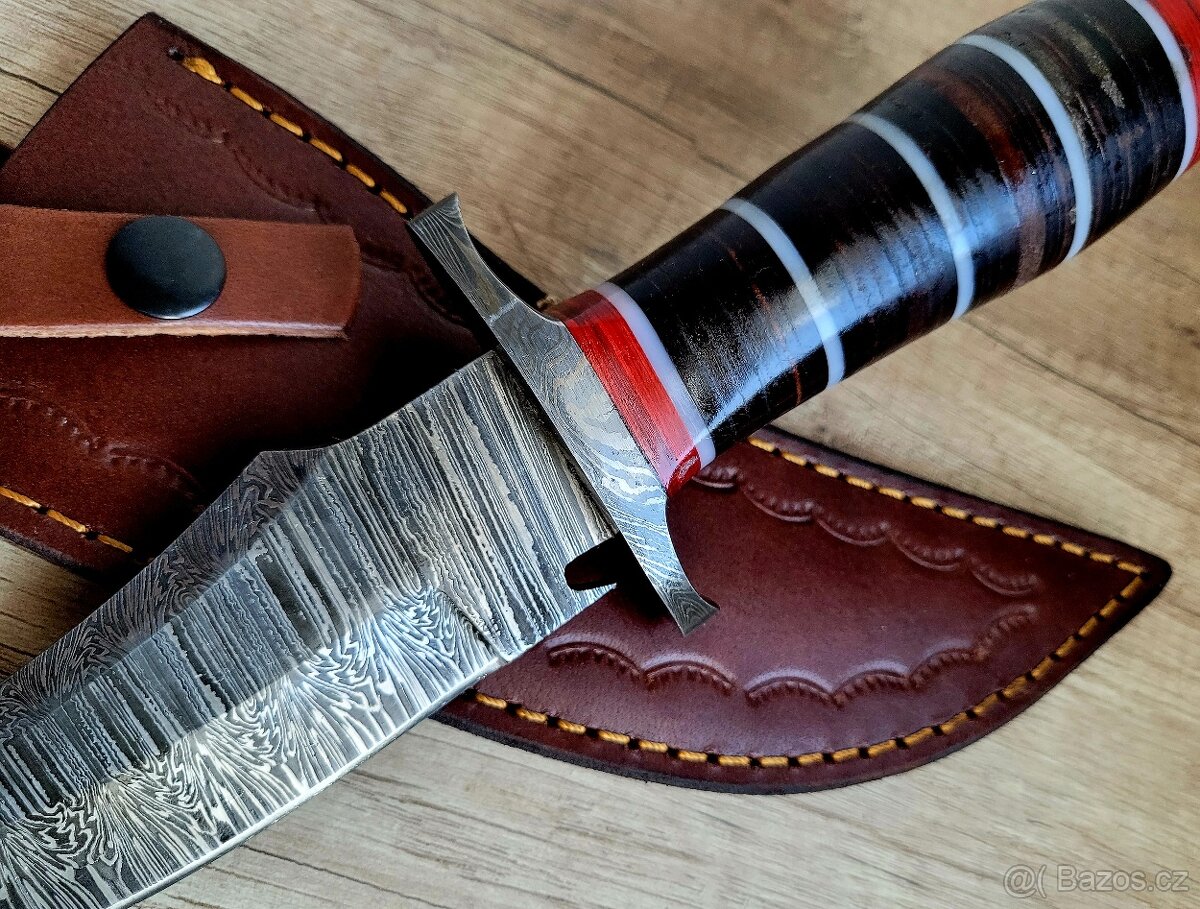 velký lovecký Damaškový nůž CLAW 30,5 cm s koženým pouzdrem - 3
