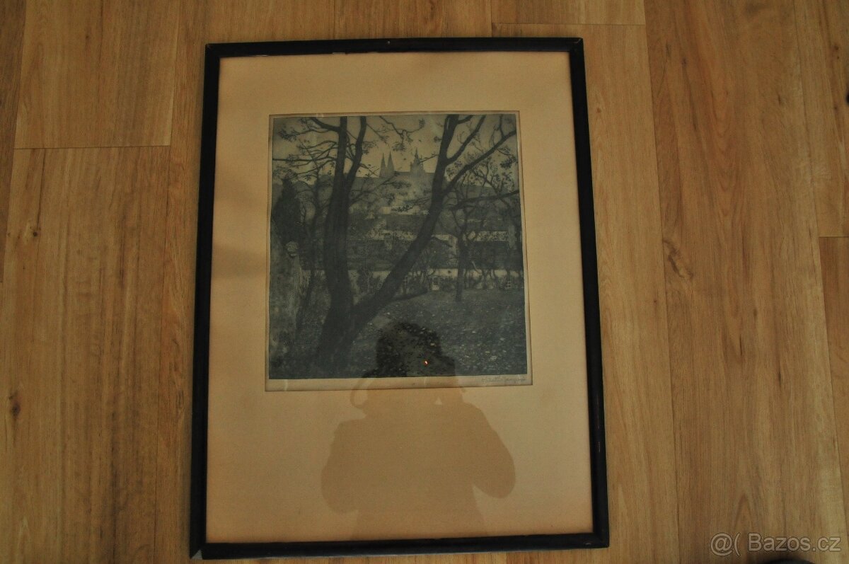 grafika Jaromír Stretti Zamponi - Hradčany z Petřína - 3