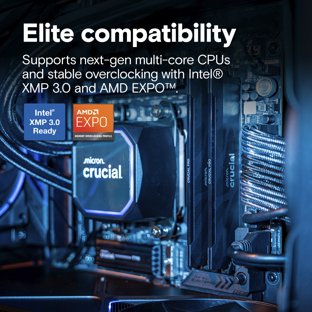 Crucial Pro OC Gaming 32GB 2x16GB KIT DDR5 6400MHz CL32Black - 3