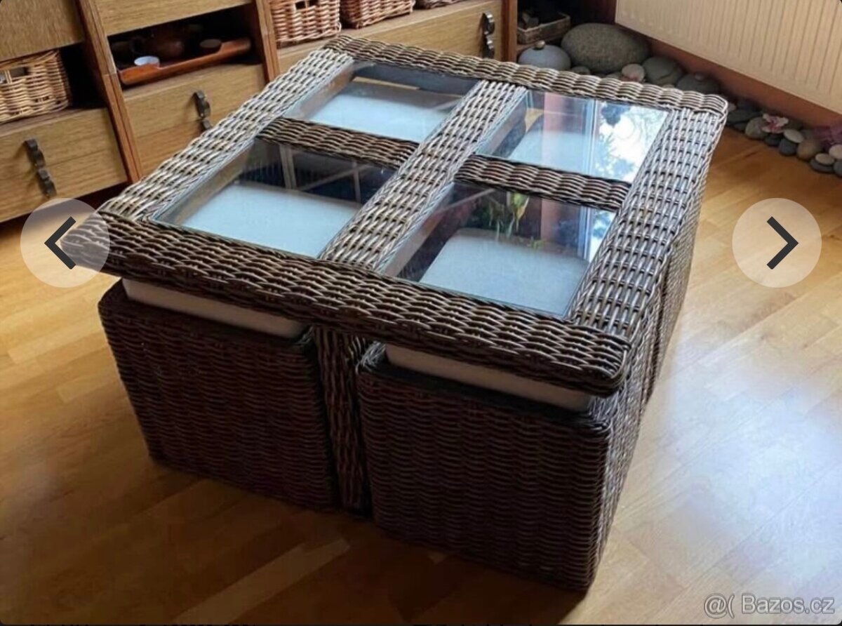 Ratanový stolek s taburety - 3