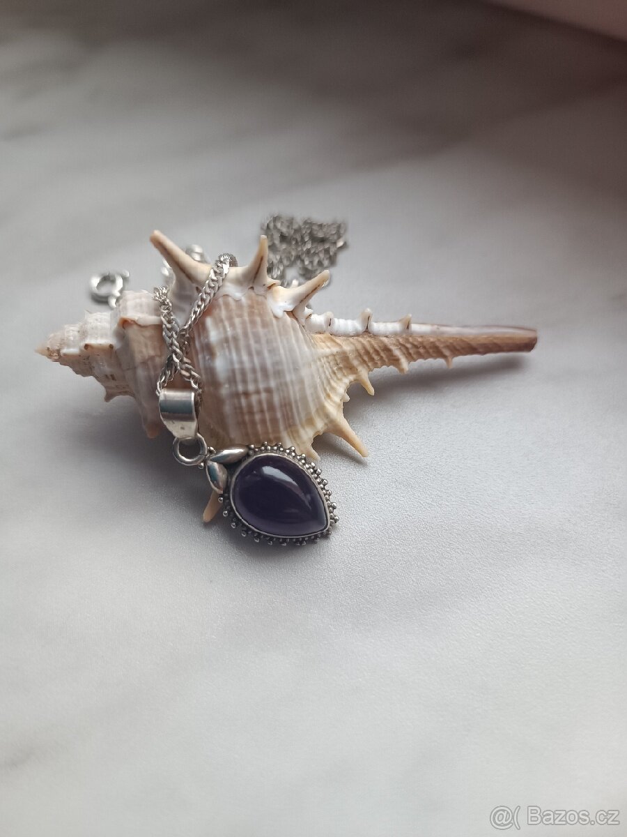 Stříbrný přívěsek ametyst - 3