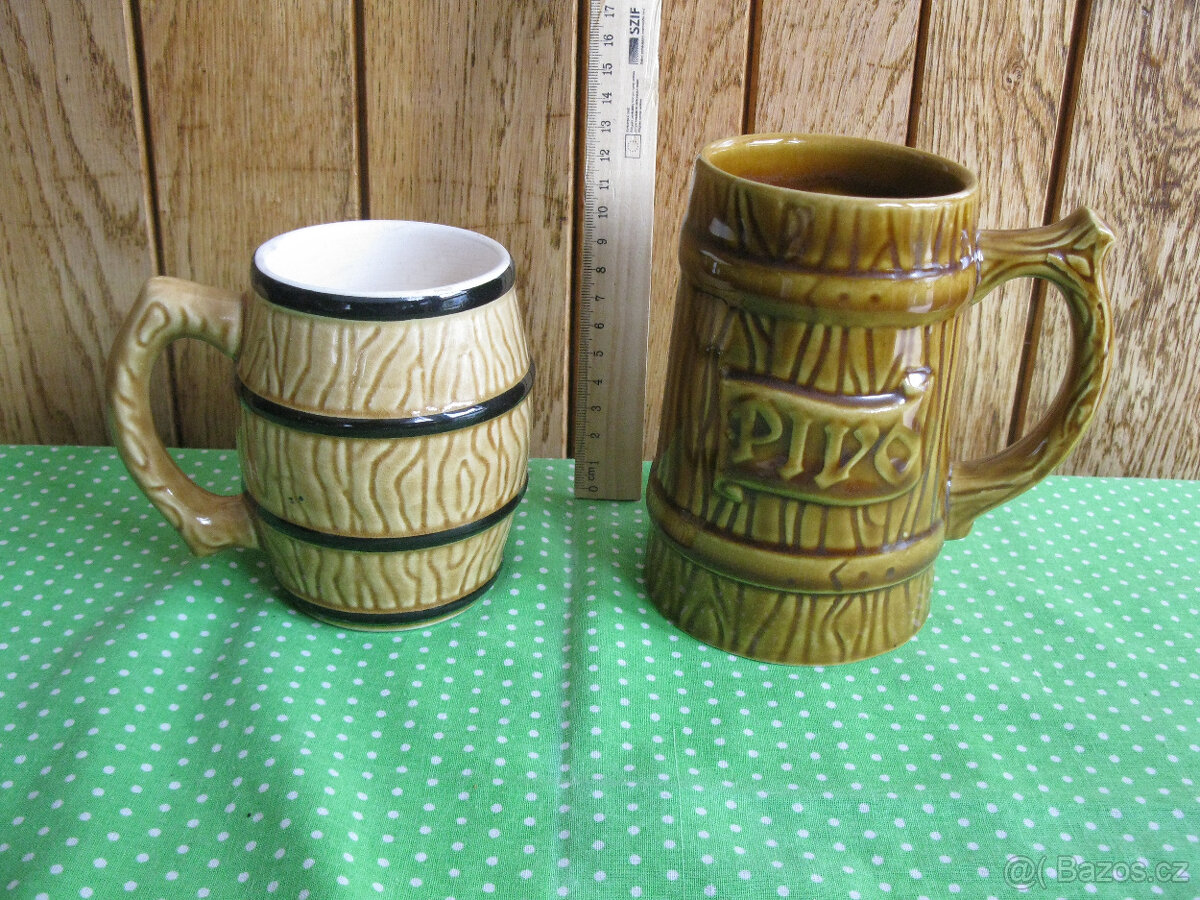 Retro keramika,džbány na pivo, na chalupu,váza modrá,zástěty - 3