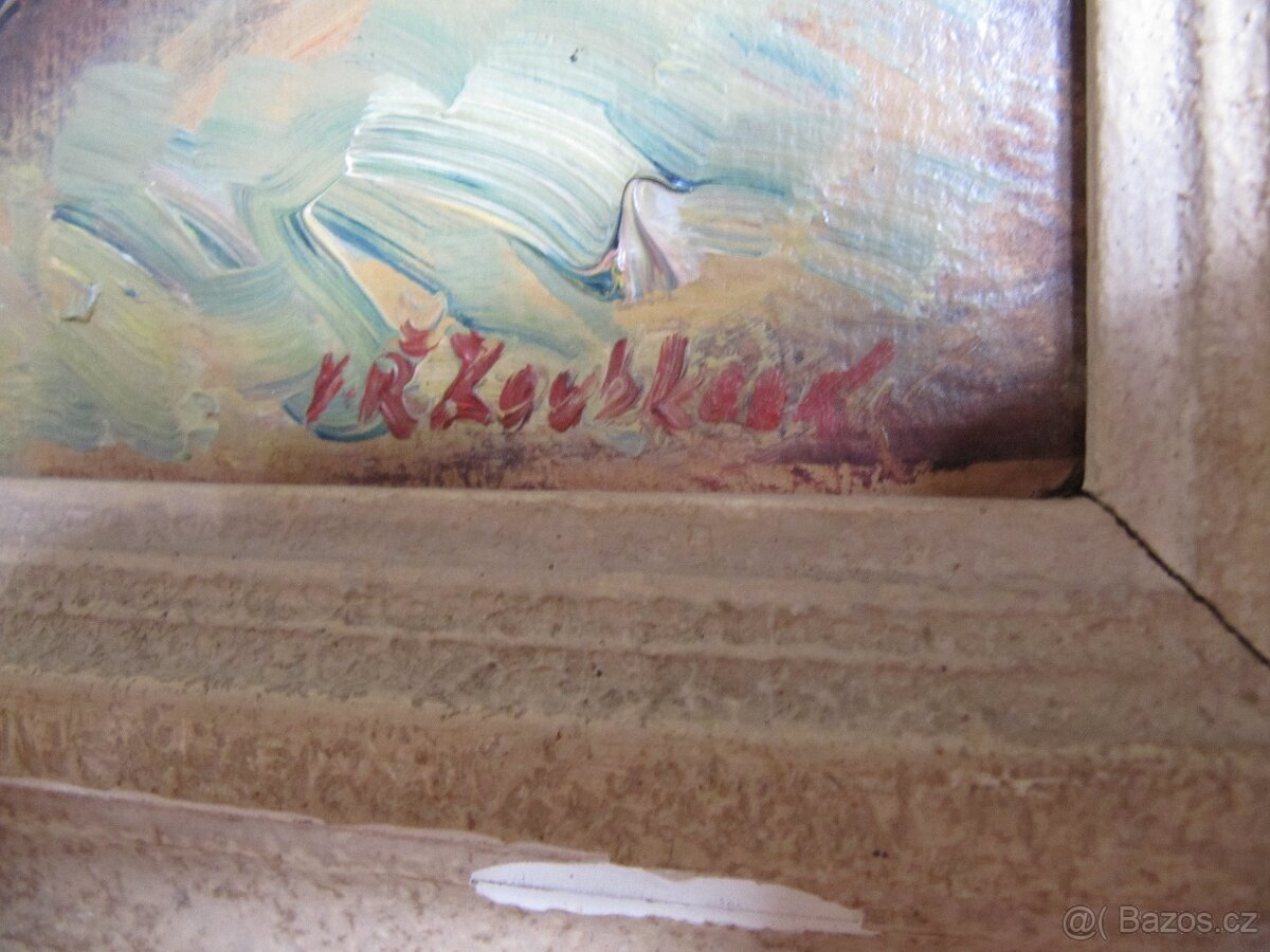 Obraz ,malířka V.Ř.Zoubková.Olej na desce. - 3