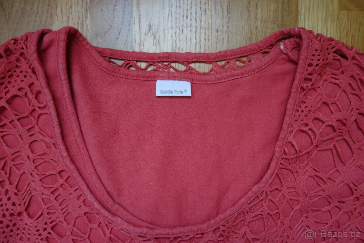 Dámské cihlové tričko / blůza s 3/4 rukávem vel.42 - 3