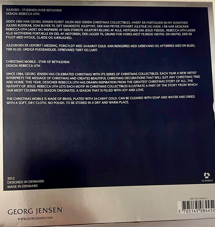 Georg Jensen Sběratelský předmět Hvězda nad Betlémem, 2012 - 3