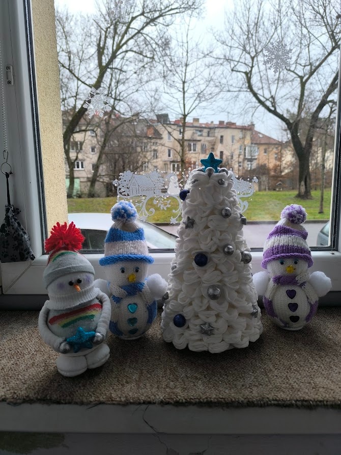 Vánoční dekorace-Ponožka, Sněhuláčci, stromeček - 3