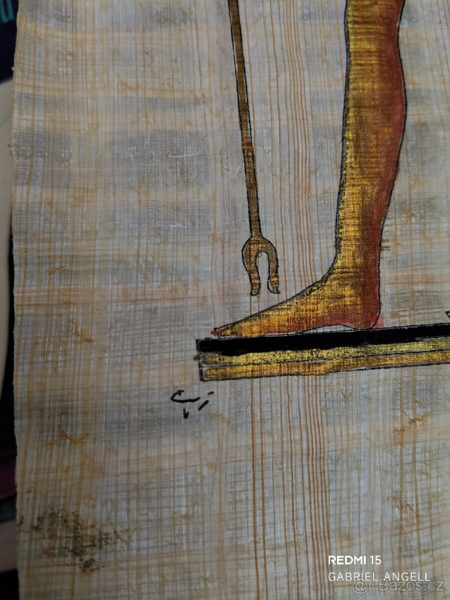 Bůh Hor s Bohyní ( zlacený obraz na papyrusu ) - 3