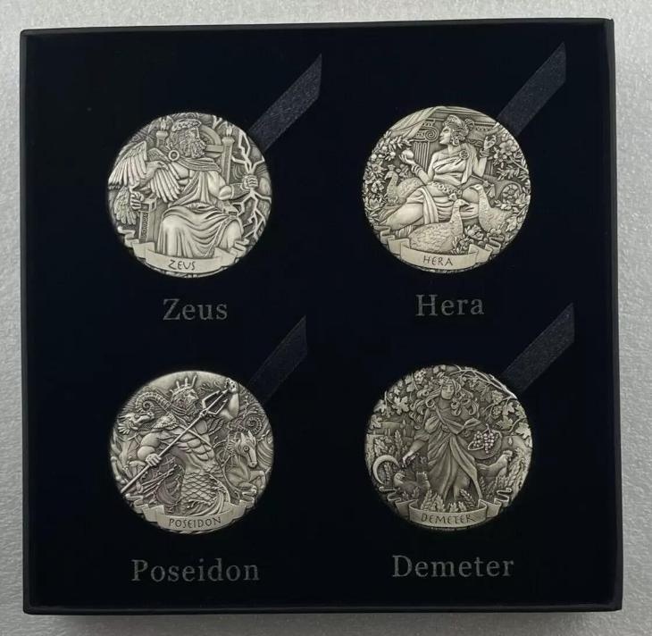 Stříbrné mince, ultra vysoký reliéf, Bohové olympu, první sé - 3